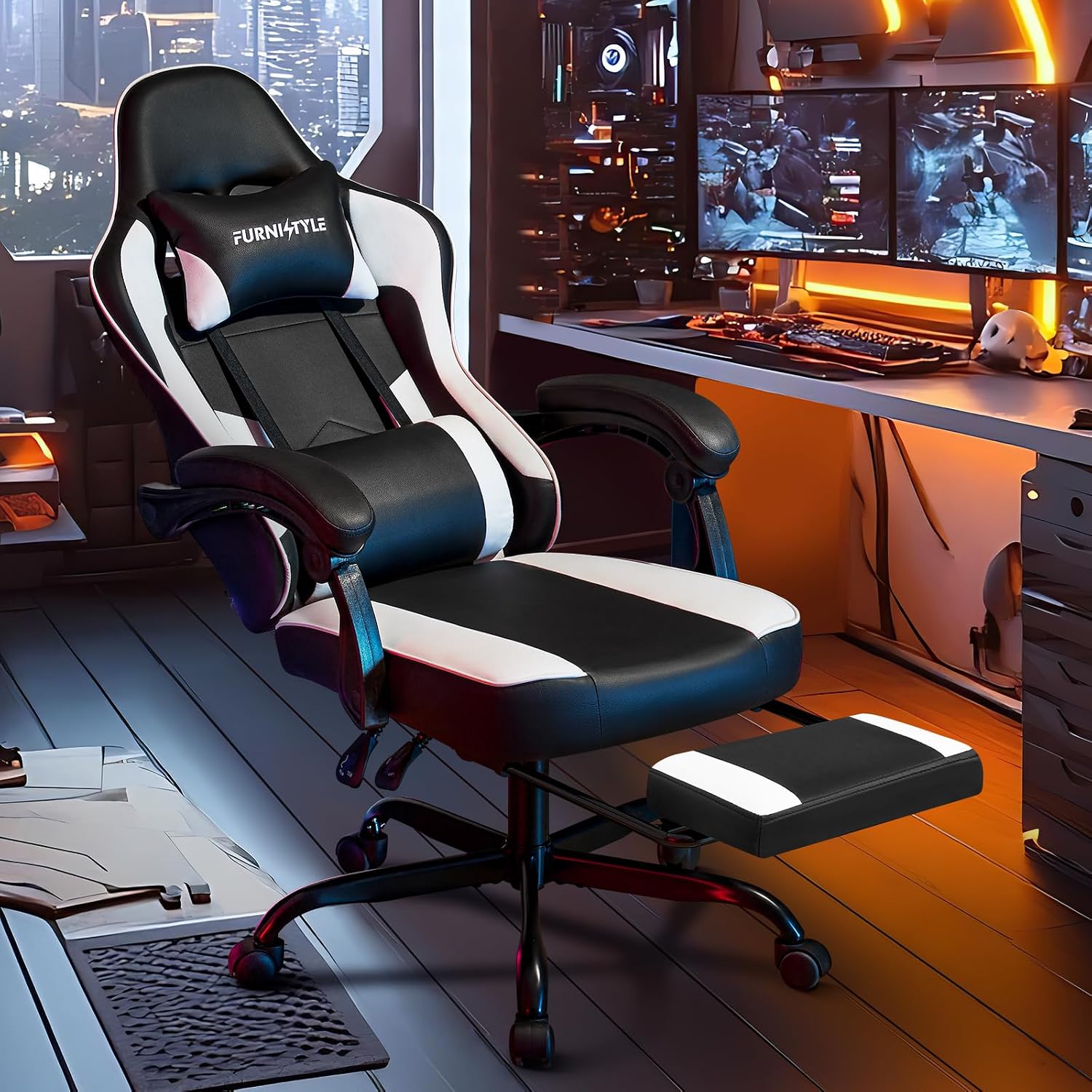 Krzesło do gier z podnóżkiem,  – Video Games recenzja i cena